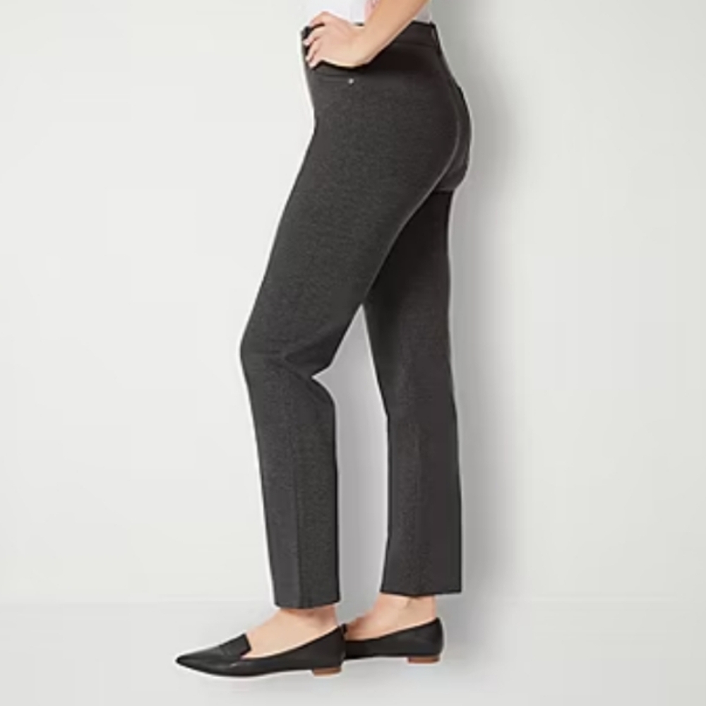 J. Jill (Size M) Charcoal Gray Ponte Knit Slim Leg Stretch Pull-on Casual Pants